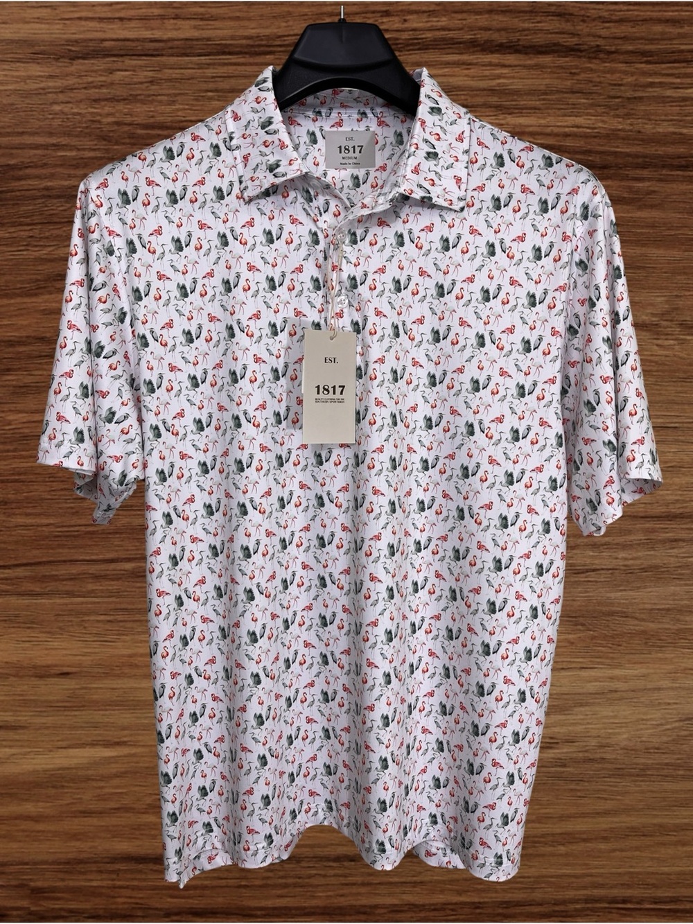 EST. 1817 Men’s White Performance Golf Polo. Medium